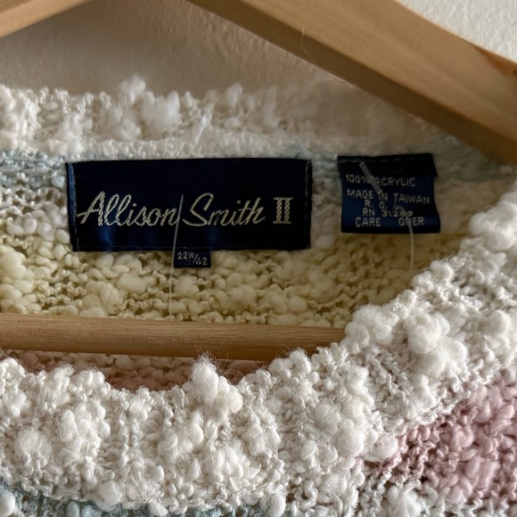 Vtg Allison Smith II Sherbet / Pastel Striped Sweater, Textured Yarn, Size Large - Picture 14 of 16